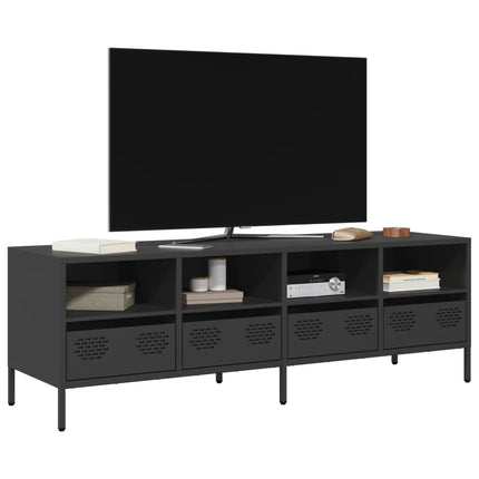 Mobile TV Nero 135x39x43,5 cm in Acciaio Laminato a Freddo