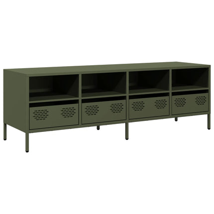 Mobile TV Verde Oliva 135x39x43,5cm Acciaio Laminato a Freddo
