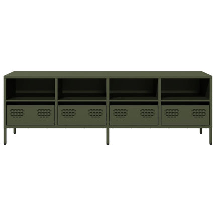 Mobile TV Verde Oliva 135x39x43,5cm Acciaio Laminato a Freddo