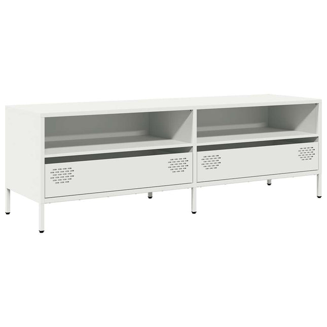 Mobile TV Bianco 135x39x43,5 cm in Acciaio Laminato a Freddo