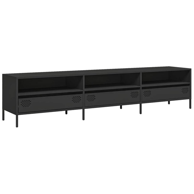 Mobile TV Nero 202x39x43,5 cm in Acciaio Laminato a Freddo