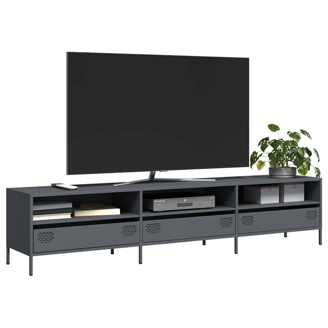 Mobile TV Antracite 202x39x43,5 cm Acciaio Laminato a Freddo
