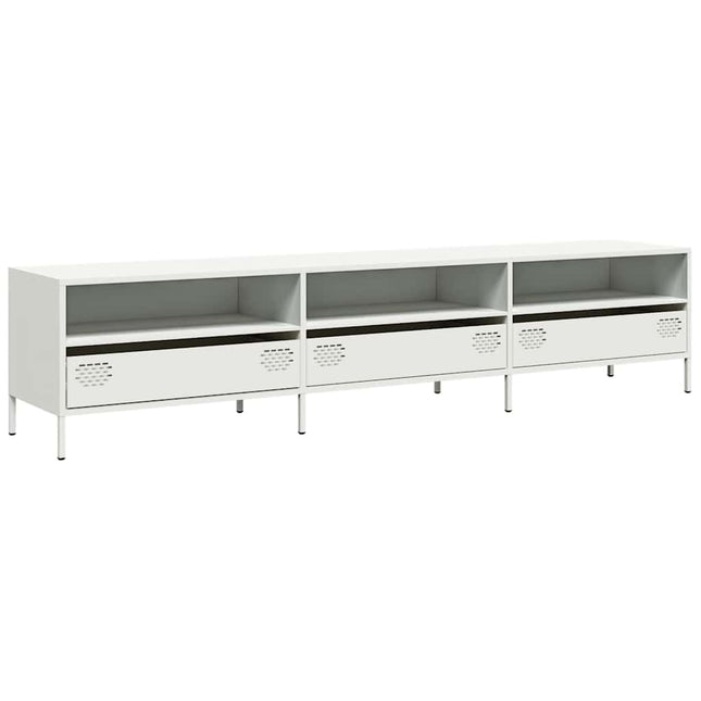 Mobile TV Bianco 202x39x43,5 cm in Acciaio Laminato a Freddo