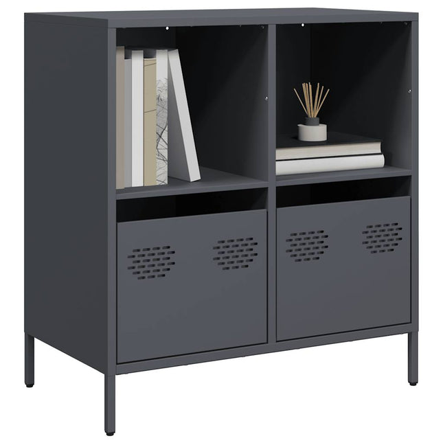 Credenza Antracite 68x39x73,5 cm in Acciaio Laminato a Freddo