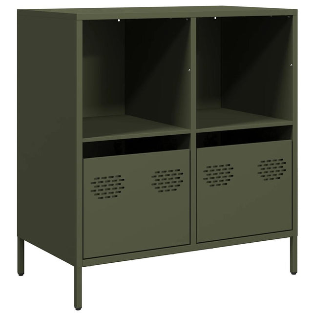 Credenza Verde Oliva 68x39x73,5 cm in Acciaio Laminato a Freddo