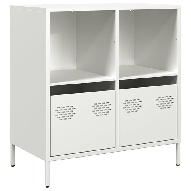 Credenza Bianca 68x39x73,5 cm in Acciaio Laminato a Freddo