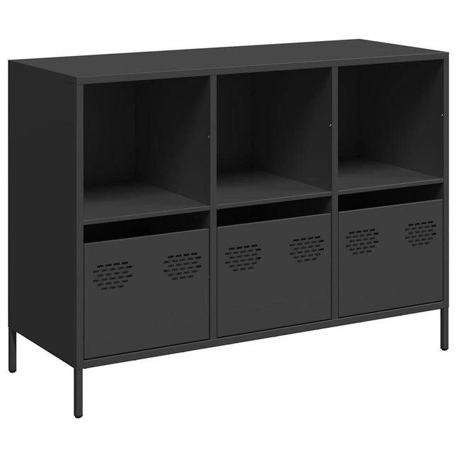Credenza Nera 101,5x39x73,5 cm in Acciaio Laminato a Freddo