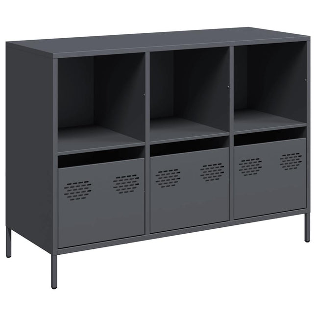 Credenza Antracite 101,5x39x73,5cm in Acciaio Laminato a Freddo