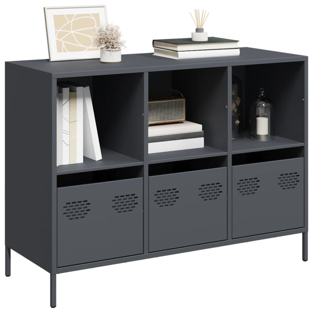 Credenza Antracite 101,5x39x73,5cm in Acciaio Laminato a Freddo
