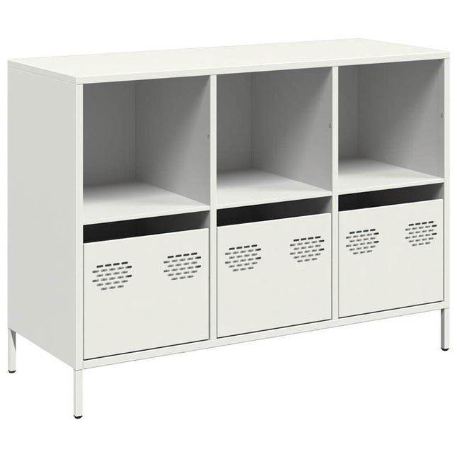 Credenza Bianca 101,5x39x73,5 cm in Acciaio Laminato a Freddo