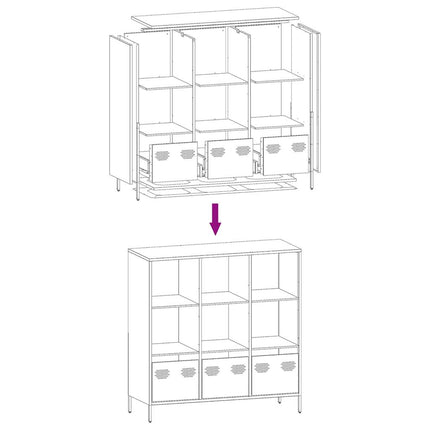 Credenza Bianca 101,5x39x103,5 cm in Acciaio