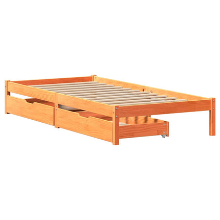 Letto senza Materasso Marrone Cera 90x190 cm in Legno di Pino