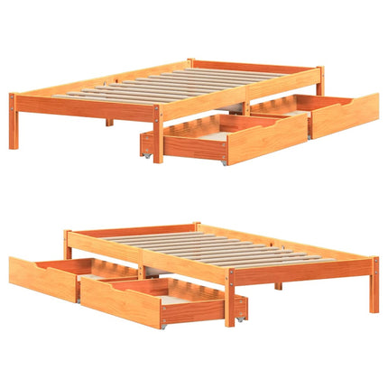 Letto senza Materasso Marrone Cera 90x190 cm in Legno di Pino
