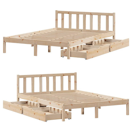 Letto senza Materasso 135x190 cm in Legno Massello di Pino