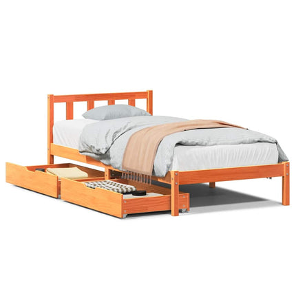 Letto senza Materasso Marrone Cera 100x200 cm in Legno di Pino