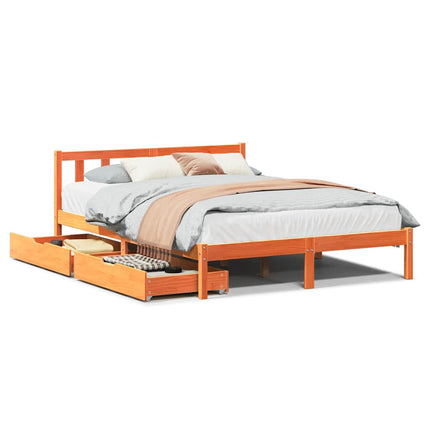 Letto senza Materasso Marrone Cera 160x200 cm in Legno di Pino