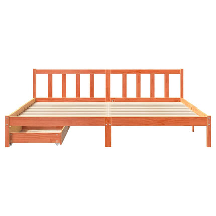 Letto senza Materasso Marrone Cera 200x200 cm in Legno di Pino