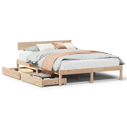 Letto senza Materasso 140x200 cm in Legno Massello di Pino