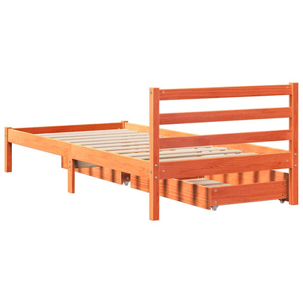 Letto senza Materasso Marrone Cera 100x200 cm in Legno di Pino