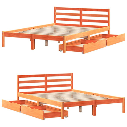 Letto senza Materasso Marrone Cera 120x200 cm in Legno di Pino