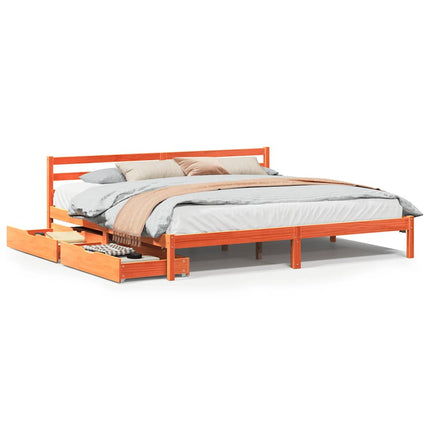 Letto senza Materasso Marrone Cera 200x200 cm in Legno di Pino