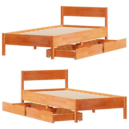 Letto senza Materasso Marrone Cera 75x190 cm in Legno di Pino