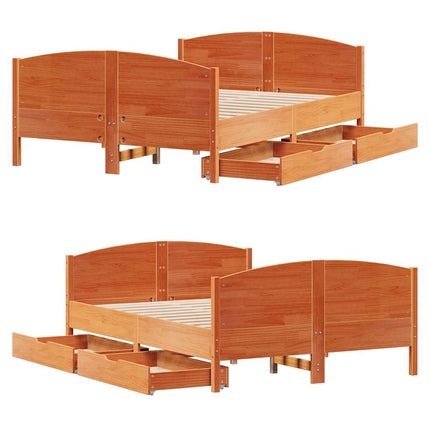 Letto senza Materasso Marrone Cera 150x200 cm in Legno di Pino