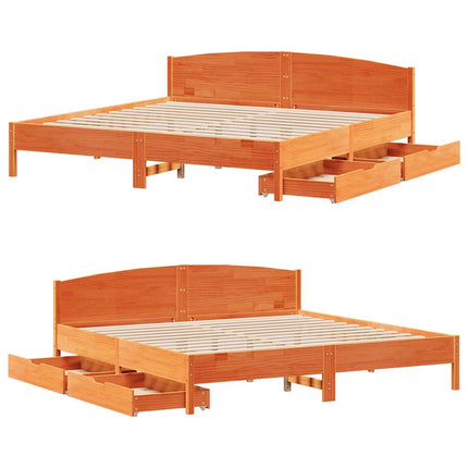 Letto senza Materasso Marrone Cera 180x200 cm in Legno di Pino