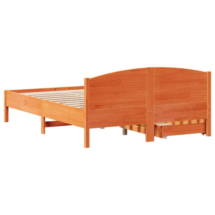 Letto senza Materasso Marrone Cera 135x190 cm in Legno di Pino