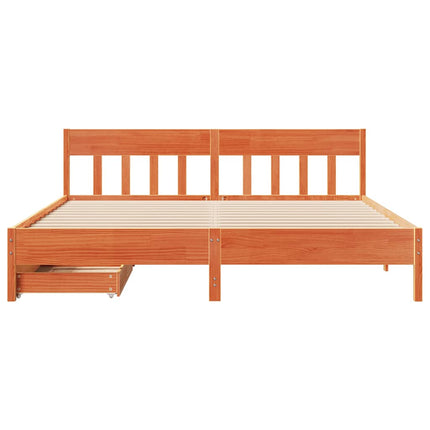 Letto senza Materasso Marrone Cera 200x200 cm in Legno di Pino