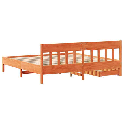 Letto senza Materasso Marrone Cera 200x200 cm in Legno di Pino