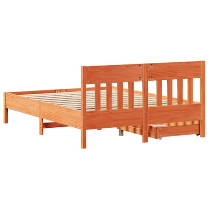 Letto senza Materasso Marrone Cera 150x200 cm in Legno di Pino