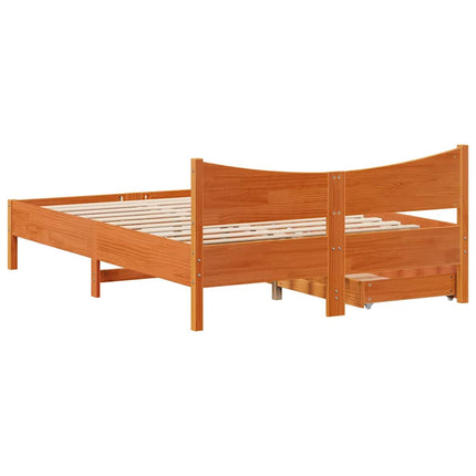 Giroletto Cassetti Marrone Cera 120x200 cm Legno Massello Pino