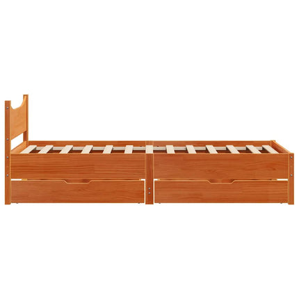 Giroletto Cassetti Marrone Cera 90x190cm Legno Massello di Pino