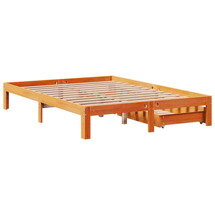 Giroletto Cassetti Marrone Cera 135x190 cm Legno Massello Pino