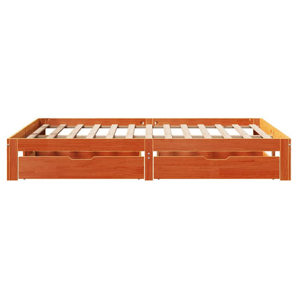 Giroletto Cassetti Marrone Cera 140x190 cm Legno Massello Pino