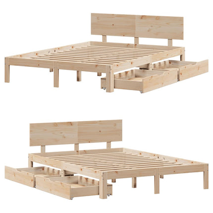 Giroletto con Cassetti 140x200 cm in Legno Massello di Pino
