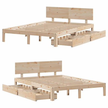 Giroletto con Cassetti 160x200 cm in Legno Massello di Pino