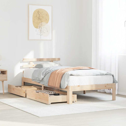 Giroletto con Cassetti 90x200 cm in Legno Massello di Pino