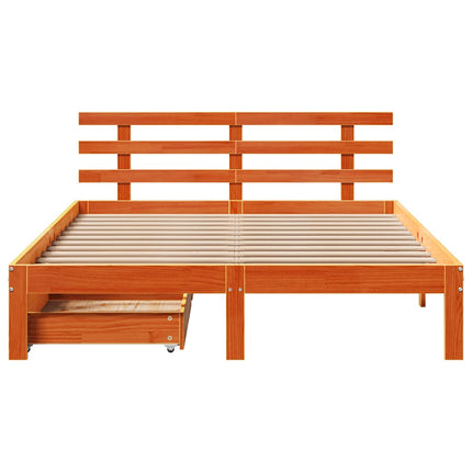 Giroletto Cassetti Marrone Cera 140x190 cm Legno Massello Pino