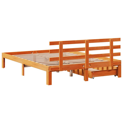 Giroletto Cassetti Marrone Cera 140x190 cm Legno Massello Pino