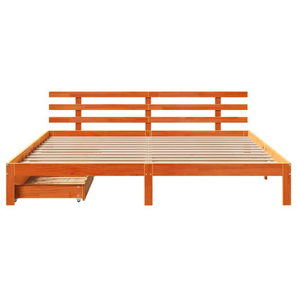Giroletto con Cassetti Marrone Cera 180x200 Legno Massello Pino