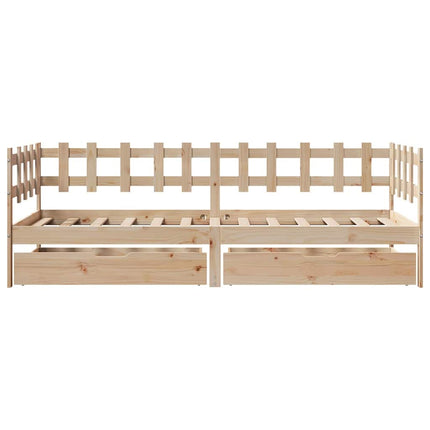 Dormeuse con Cassetti 90x190 cm in Legno Massello Pino