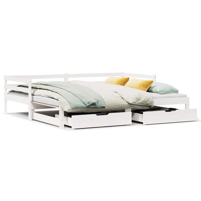 Letto Estraibile con Cassetti senza Materasso Bianco 90x190 cm