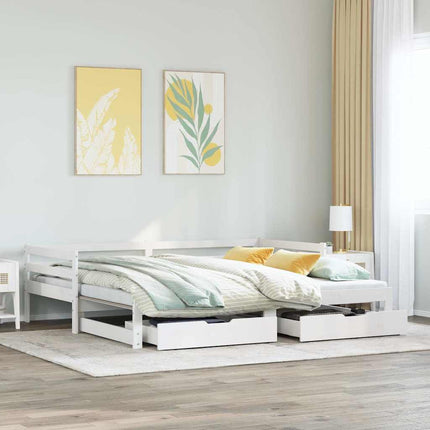 Letto Estraibile con Cassetti senza Materasso Bianco 90x200 cm