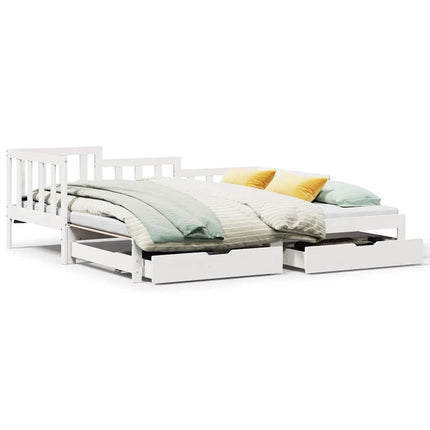 Letto Estraibile con Cassetti senza Materasso Bianco 90x200 cm