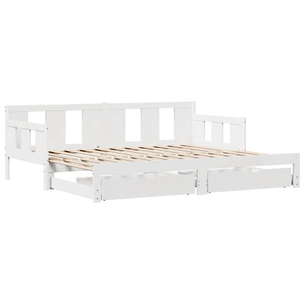 Letto Estraibile con Cassetti senza Materasso Bianco 90x200 cm