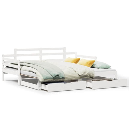 Letto Estraibile con Cassetti senza Materasso Bianco 90x200 cm