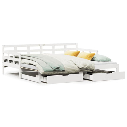 Letto Estraibile con Cassetti senza Materasso Bianco 90x200 cm