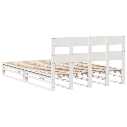 Letto senza Materasso Bianco 150x200 cm Legno Massello di Pino